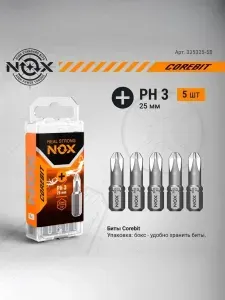 Бита COREBIT Ph3х25 мм, C6.3, 5 шт, бокс NOX 335325-5B