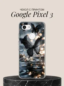 Чехол на Google Pixel 3 с принтом Чёрные бабочки