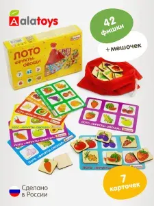 Детское лото "Фрукты и овощи", развивающая настольная игра для детей от 3 лет