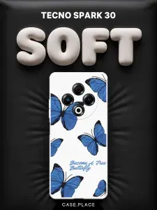 Чехол на Tecno Spark 30 Soft Touch с принтом "Free butterfly"