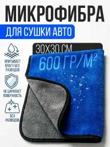 Микрофибра для автомобиля, тряпка для сушки, 30х30 см