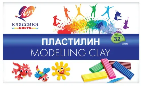 Пластилин классический 32 цвета, набор 8 упаковок