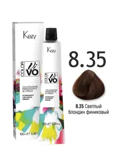 KEZY. Перманентная крем краска для волос 8.35 Светлый блондин финиковый с Коллагеном профессиональная COLOR VIVO 100 мл