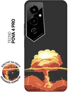 Матовый Soft Touch силиконовый чехол на Tecno Pova 4 Pro / Техно Пова 4 Про с 3D принтом "Ядерный взрыв" черный