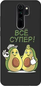 Матовый Soft Touch силиконовый чехол на Xiaomi Redmi Note 8 Pro / Сяоми Редми Ноут 8 Про с 3D принтом "Funny Avocado" черный