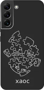 Матовый Soft Touch силиконовый чехол на Samsung Galaxy S22+ / Самсунг С22 Плюс с 3D принтом "Chaos W" черный