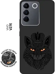 Матовый Soft Touch силиконовый чехол на Vivo V27e / Виво В27е с 3D принтом "Fox Queen" черный