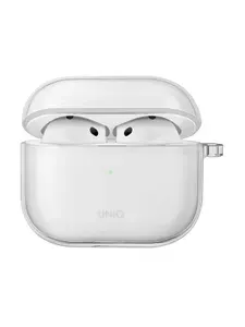 Чехол Uniq Glase для беспроводных наушников Apple Airpods 4 тонкий силиконовый с карабином, прозрачный