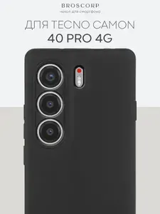 Тонкий чехол на Tecno Camon 40 Pro 4G (Техно Камон 40 Про) с защитой камеры, матовый черный