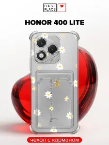 Чехол на Honor 400 Lite (Хонор 400 Лайт) с карманом с ромашками