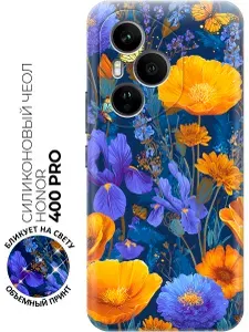 Силиконовый чехол на Honor 400 Pro с принтом "Сине-жёлтая симфония"