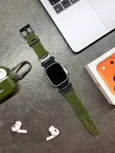Ремешок силиконовый Spigen DELICATE / для часов Apple Watch Ultra 42/44/45/49mm / Черный+Зеленый_3