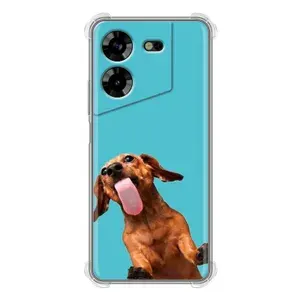 Дизайнерский силиконовый с усиленными углами чехол для Tecno Pova 5 4G Собака такса