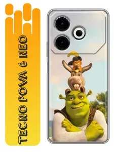 Чехол для Tecno Pova 6 Neo 4G с принтом Shrek Шрек на Техно Пова 6 Нео 4G
