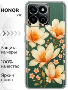Чехол для Honor X7C 4G с принтом женский (с цветами) на Хонор Х7С 4G