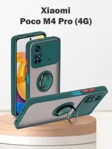 Чехол для Poco M4 Pro (4G) / Поко М4 Про, защита камеры, с кольцом, зеленый