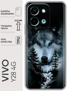 Чехол для Vivo Y28 4G с принтом Лесной волк на Виво У28 4G