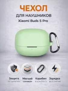 Чехол для наушников Xiaomi Buds 5 Pro, мятный