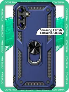 Чехол противоударный на Samsung A26 5G, Samsung A17 5G для Самсунг А26 5G, Самсунг А17 5G с защитной шторкой для камеры, карманом для карт и кольцом подставкой, сиреневый