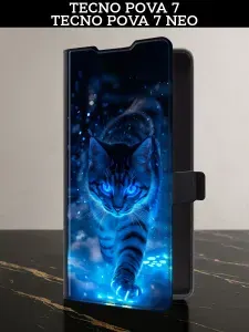 Чехол-книжка на Tecno Pova 7/7 Neo (Текно Пова 7/7 Нео) с картой кот