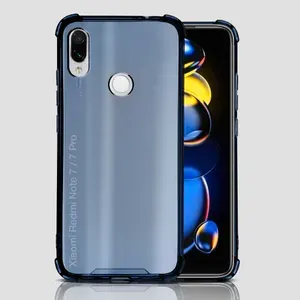 Чехол для смартфона XIAOMI Redmi Note 7, 7 Pro силиконовый противоударный с защитой, бампер накладка для телефона Ксяоми Редми Нот 7, 7 ПРО прозрачный синий