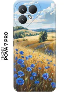 Силиконовый чехол на Tecno Pova 7 Pro с принтом "Поле васильков"