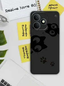 Силиконовый чехол для Realme Note 80 силиконовый, черный, с принтом