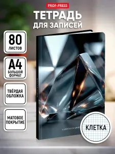 Тетрадь А4 для записей 80 листов в клетку, блокнот Prof-Press, твердая обложка