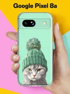 Силиконовый чехол на Google Pixel 8a Кот в шапке для Пиксель 8а