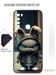 Чехол для Xiaomi Redmi Note 8T с рисунком, с карманом, с картхолдером, с защитой камеры, прозрачный с принтом СЕРДЦА РОССЫПЬ / Ксиоми Редми Нот 8Т
