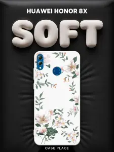 Чехол на Honor 8X Soft Touch с принтом "Beautiful white flowers"