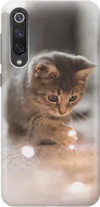 Cиликоновый чехол на Xiaomi Mi 9 SE / Сяоми Ми 9 СЕ с принтом "Котенок и свет"
