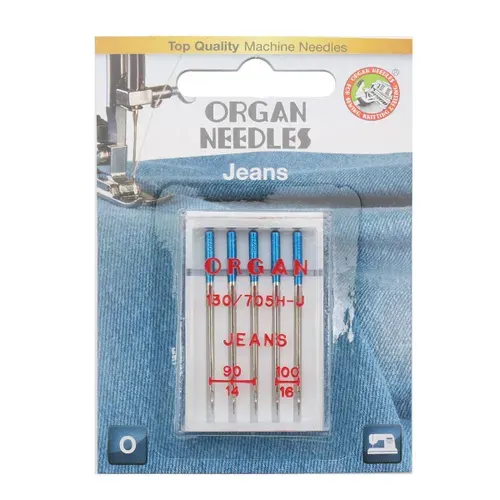 Иглы ORGAN для швейных машин, для джинсовой ткани № 90-100, 5 шт