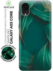 Силиконовый чехол на Samsung Galaxy A03 Core с принтом "Изумрудная симфония"
