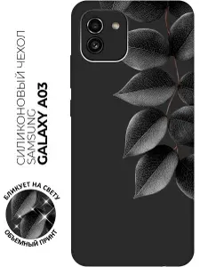 Силиконовый чехол на Samsung Galaxy A03 с принтом "Тень древнего древа" матовый черный