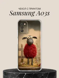 Чехол на Samsung A03s с принтом Овечка в красной шубке