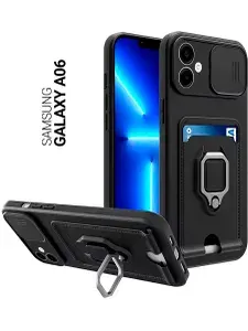 Противоударный чехол на Samsung Galaxy A06 с защитой камеры и карманом черный