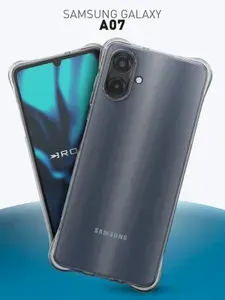 Противоударный чехол для Samsung Galaxy A07 (Самсунг Галакси А07) с усиленными углами и защитой модуля камер, силиконовый прозрачный ROSCO