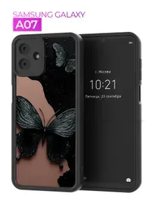 Чехол на Samsung Galaxy A07 / Самсунг А07 с принтом, Черная бабочка