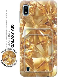 Силиконовый чехол на Samsung Galaxy A10 с принтом "Желтый сапфир" с карманом для карты
