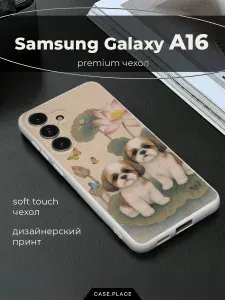 Чехол на Samsung Galaxy A16 Soft Touch с принтом "Ши-тцу у лотоса"