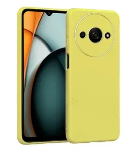 Силиконовый чехол для Poco C61 / Redmi A3 / Поко С61 / Редми А3, soft touch с подкладкой из микрофибры, желтый