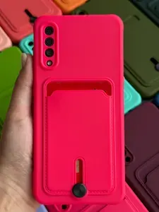 Чехол на Samsung Galaxy A50 / A30s фуксия с карманом для карты