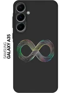 Силиконовый чехол на Samsung Galaxy A35 с принтом "Знак бесконечность" матовый черный