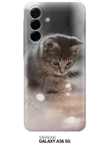 Силиконовый чехол на Samsung Galaxy A36 с принтом "Котенок и свет"