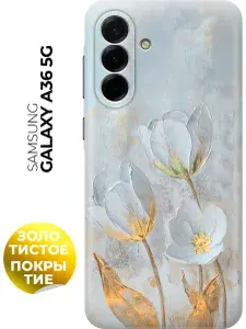 Силиконовый чехол на Samsung Galaxy A36 с принтом "Белые тюльпаны"