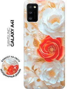 Силиконовый чехол на Samsung Galaxy A41 с принтом "Роскошные пионы"
