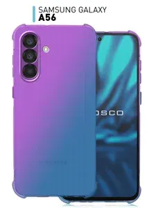 Противоударный силиконовый чехол для Samsung Galaxy A56 (Самсунг Галакси А56) с усиленными углами, прозрачный сиренево-голубой ROSCO