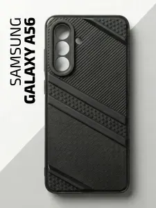 Чехол на Samsung Galaxy A56 / Чехол на Самсунг А56 с защитой камеры, противоударный, силиконовый, диагональ, черный