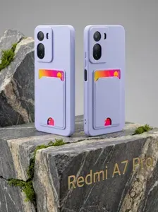 Чехол противоударный с отделением для пластиковых карт на Redmi A7 Pro с защитой камеры,Cardholder case , Сиреневый
